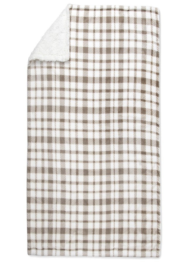 Jessica Simpson Luxury Velour Plush Printed Baby Blanket for Newborns, Infants and Toddlers (Plaid Taupe) - Image 4
