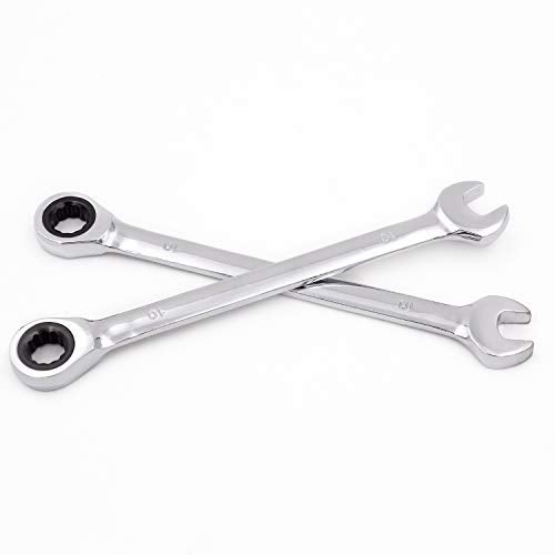 KINJOEK 2 PCS 10mm 12PT Ratchet Wrench, Metric Ratcheting Wrench Set with 5° Movement and 72 Teeth for Projects with Tight Space - Image 4