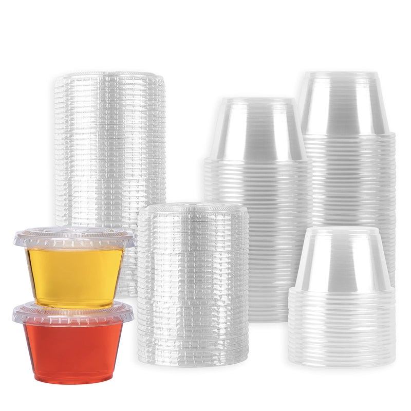 Galashield 50 Sets  4 oz Jello Shot Cups Condiment Containers with Lids  Sauce Cups Portion Cups Dressing Container  Small Plastic Containers with Lids