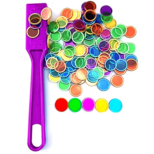 Dacefloy Magnetic Wands and Bingo Chips Set Magnet Wand 100 Multicolour Metal Ringed Discs Kids Science STEM Kit Learning Accessories Family Game Night Tokens - Image 1