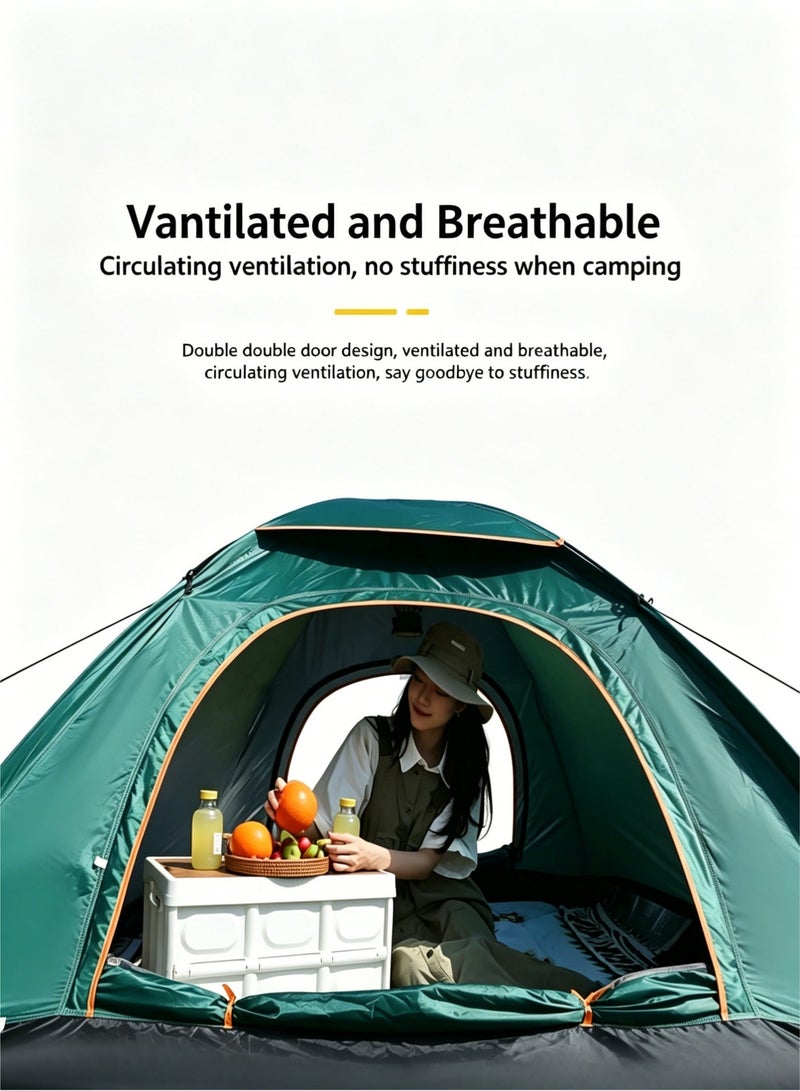 Arabest Outdoor Camping Tent, 3-4 Person Waterproof Windproof UV Protection Pop-Up Tent, Quick Setup Portable Dome Tent with Double Doors for Hiking, Travel, Picnic and Family Camping - Image 4