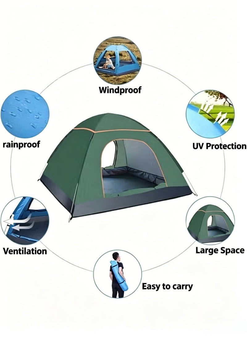 Arabest Outdoor Camping Tent, 3-4 Person Waterproof Windproof UV Protection Pop-Up Tent, Quick Setup Portable Dome Tent with Double Doors for Hiking, Travel, Picnic and Family Camping - Image 3