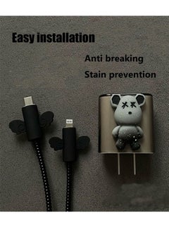 Generic Black Themed Flexible Silicone Cable Protector For iPhone, Touch Comfortable, Reduce The Risk of Fraying and Breaking, Charger Protector Cover Compatible With 18W/20W iPhone Charger  - Image 3