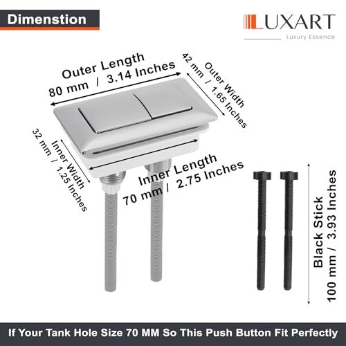 LUXART Replaceable Square Dual Flush Push Button - Toilet Water Tank Flushing Button| Round Button for Lid Cover of Toilet Water Tank Lid Hole Should be at Least (70 MM Square) - Image 2