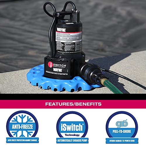 WAYNE WAPC250-1/4 HP Reinforced Thermoplastic Pool Cover Pump - Up to 3,000 Gallons Per Hour - Automatic On/Off Water Removal Pool Cover Pump - Image 4