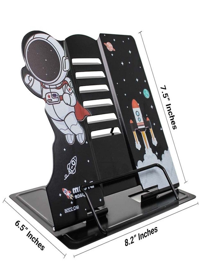 HYDERON Space Theme Book Stand Holder – Portable Metal Desktop Adjustable Foldable Cookbook Holder, Book Stands & Holders for Reading (Style: Spacesuit) - Image 3