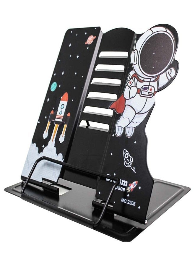 HYDERON Space Theme Book Stand Holder – Portable Metal Desktop Adjustable Foldable Cookbook Holder, Book Stands & Holders for Reading (Style: Spacesuit) - Image 1