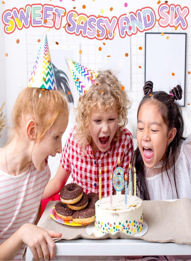 ميتلي شمعة عيد ميلاد MTLEE على شكل ماكارون لامعة ثلاثية الأبعاد على شكل رقم مع 12 شمعة حلزونية بألوان قوس قزح في حوامل لتزيين كعكة عيد ميلاد فتاة أو ولد، أو لحفلات الزفاف والذكرى السنوية، أو كزينة حفلات ذات طابع حلو باستيل (أزرق، رقم 6). - Image 3