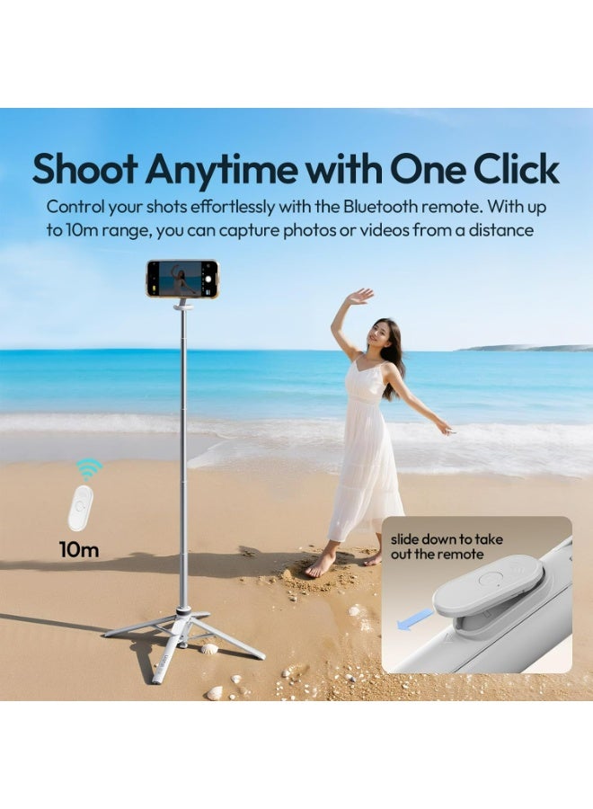 ULANZI Automatic Phone Tripod, MT85 Auto-Open Tripod with Enhanced 4-Leg, 60'' Selfie Stick Extendable Phone Stand, for Content Creation/Vlog, Compatible with iPhone 17/16/15/14/13/12, White - Image 5