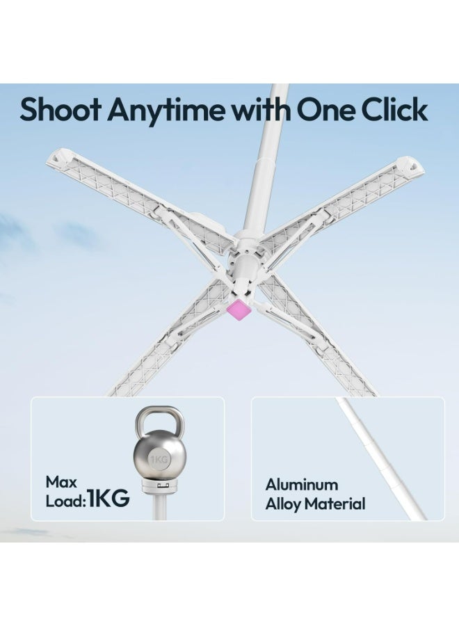 ULANZI Automatic Phone Tripod, MT85 Auto-Open Tripod with Enhanced 4-Leg, 60'' Selfie Stick Extendable Phone Stand, for Content Creation/Vlog, Compatible with iPhone 17/16/15/14/13/12, White - Image 3