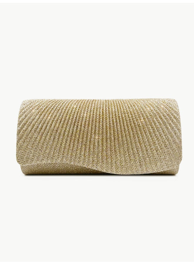 Direct Style Folded Mini Handbag Shiny Holographic Evening Bag Chain Crossbody Bag Elegant Trendy-Color:Gold - Image 1