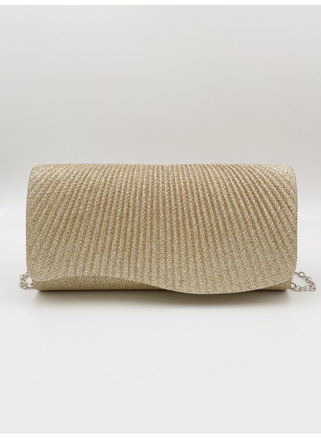 Direct Style Folded Mini Handbag Shiny Holographic Evening Bag Chain Crossbody Bag Elegant Trendy-Color:Gold - Image 3