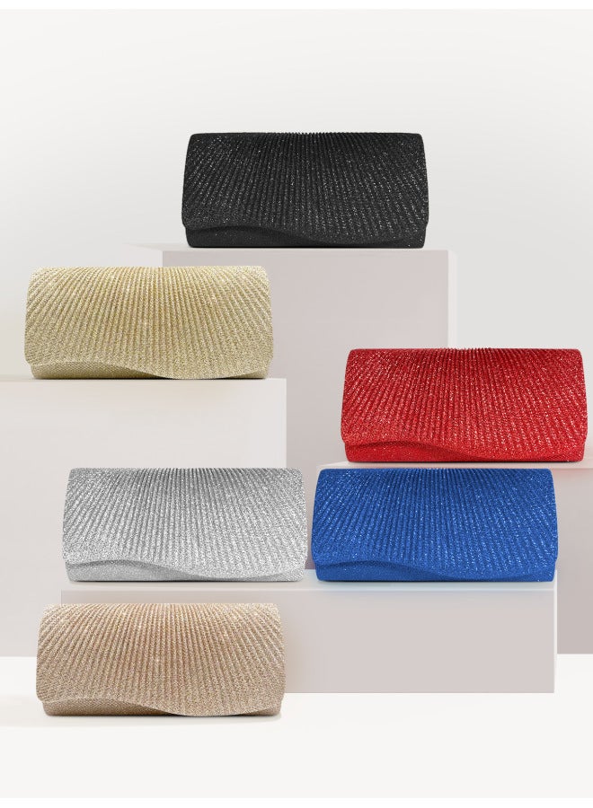 Direct Style Folded Mini Handbag Shiny Holographic Evening Bag Chain Crossbody Bag Elegant Trendy-Color:Gold - Image 2