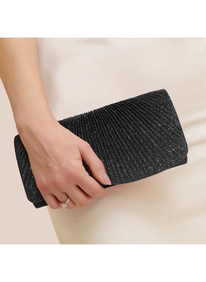 Direct Style Folded Mini Handbag Shiny Holographic Evening Bag Chain Crossbody Bag Elegant Trendy-Color:Gold - Image 4