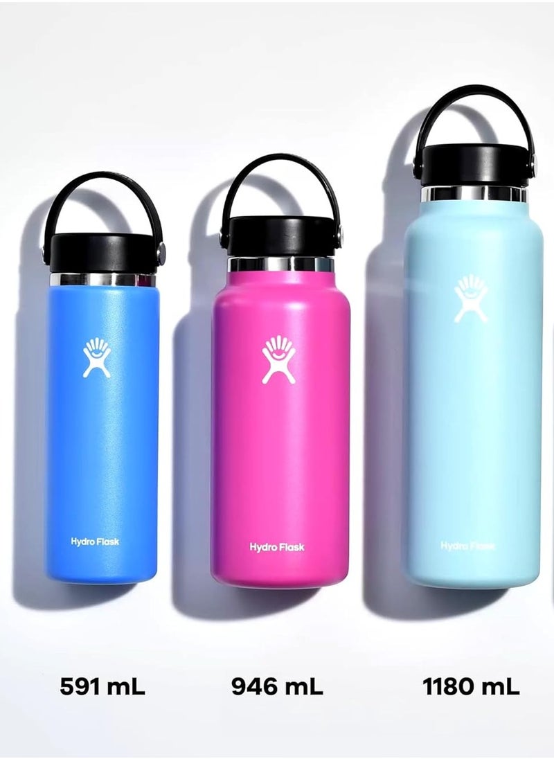 Hydro Flask - 946ml/32oz Wide Mouth Flex Cap Vacuum Insulated Stainless Steel Water Bottle for cold water drinks, sports, travel, car and school - Black - Image 1