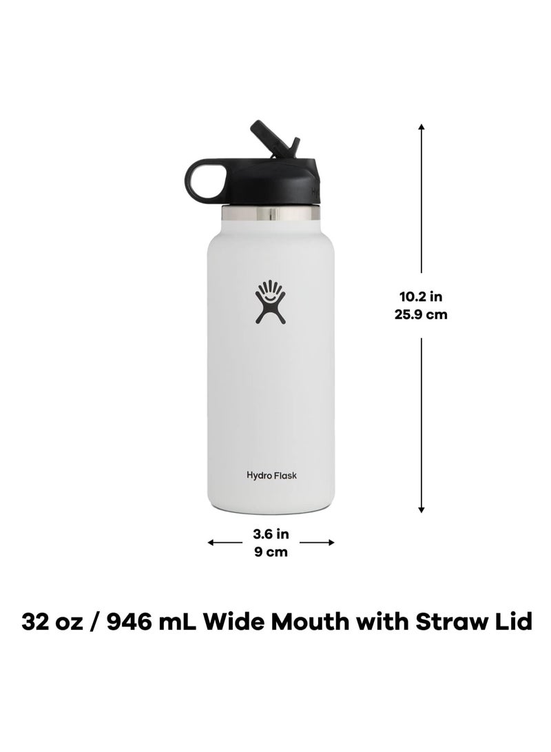 Hydro Flask Stainless Steel Vacuum Insulated Water Bottle With Straw Lid Outdoors Gym Sports Water Bottle (946ml/32oz) - Black - Image 5