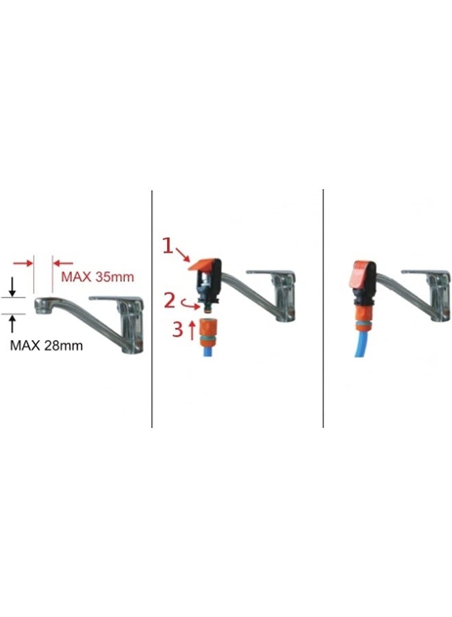 Royal Apex Royal Apex Kitchen Mixer Tap To Garden Hose Pipe Connector With Adjustable Nozzle Indoor Outdoor Universal Click-Lock Adaptor (Pack Of 1)  - Image 2