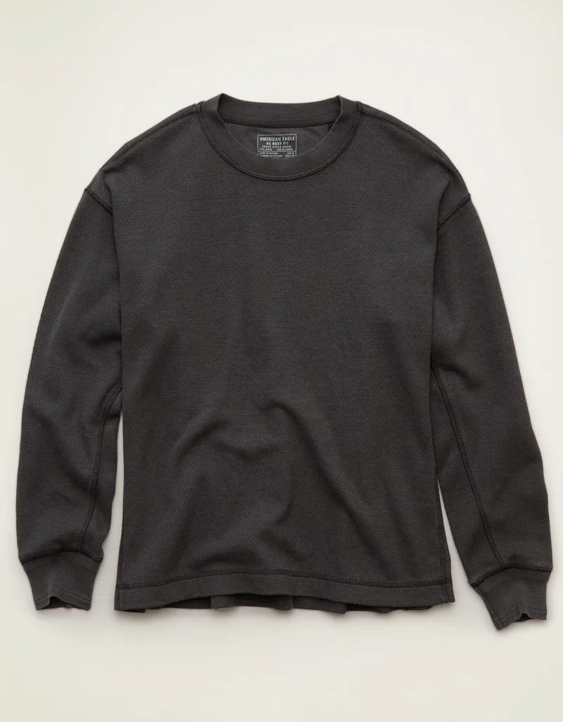 AE Boxy Fit Garment-Washed Thermal Shirt