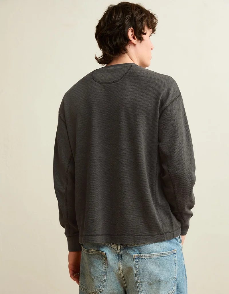 American Eagle AE Boxy Fit Garment-Washed Thermal Shirt