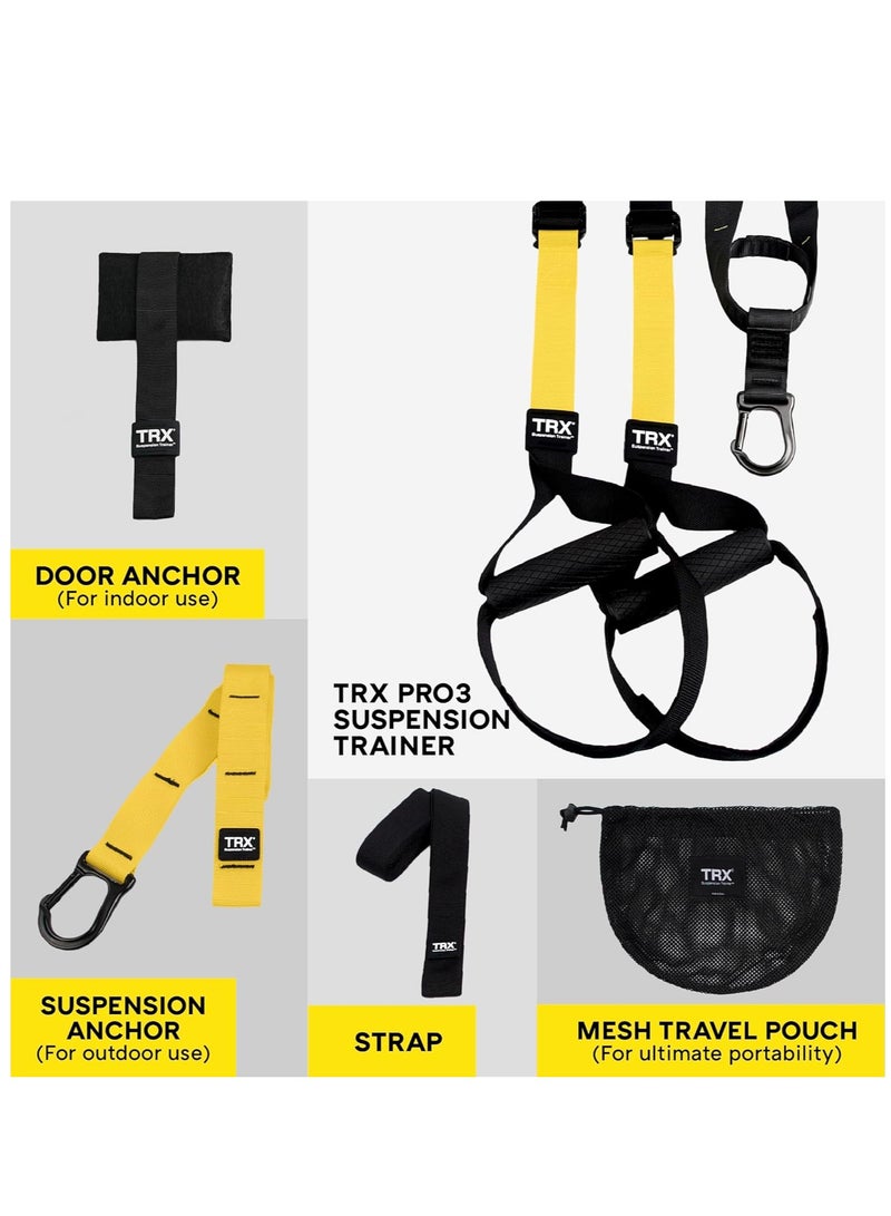 TRX Pro System Suspension Trainer Home Gym Workouts, Black/Yellow - Image 2