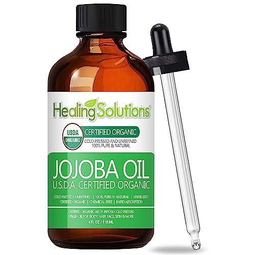 Healing Solutions Oils Organic Jojoba Oil 4 oz Pure Cold Pressed 100 Natural Serum for Hair Skin Face Body Scalp Cuticle Nail Unrefined Moisturizing Acne Fighter Treatment 118 ml - Image 2