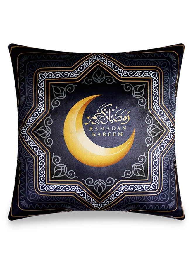 NIBEMINENT Ramadan Kareem Printed Velvet Cushion Cover Multicolour 45 x 45cm - Image 1