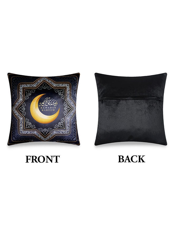 NIBEMINENT Ramadan Kareem Printed Velvet Cushion Cover Multicolour 45 x 45cm - Image 4