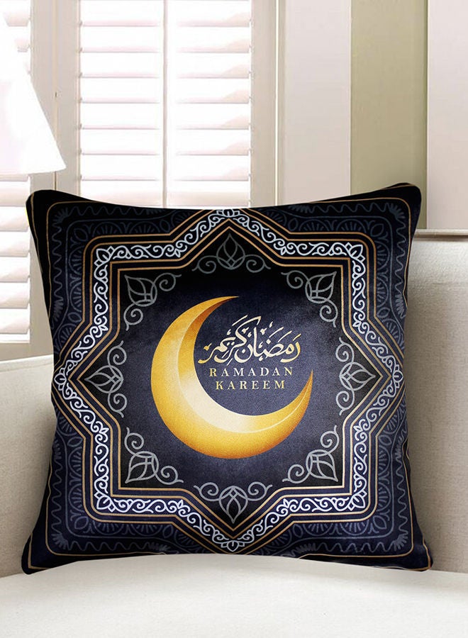 NIBEMINENT Ramadan Kareem Printed Velvet Cushion Cover Multicolour 45 x 45cm - Image 3