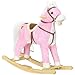 Qaba Rocking Horse with Sound Ride on Horse with Saddle Toddler Rocker Gift for 38 Year Old Pink - Image 3