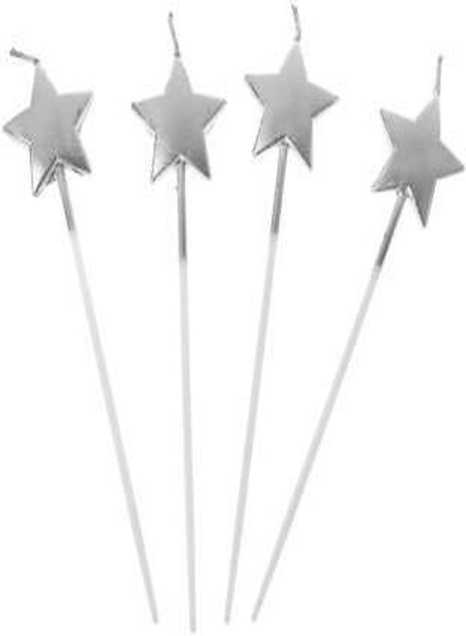 Candles for Cake Topping Star Shape Glitter with 3 Colours (Silver)