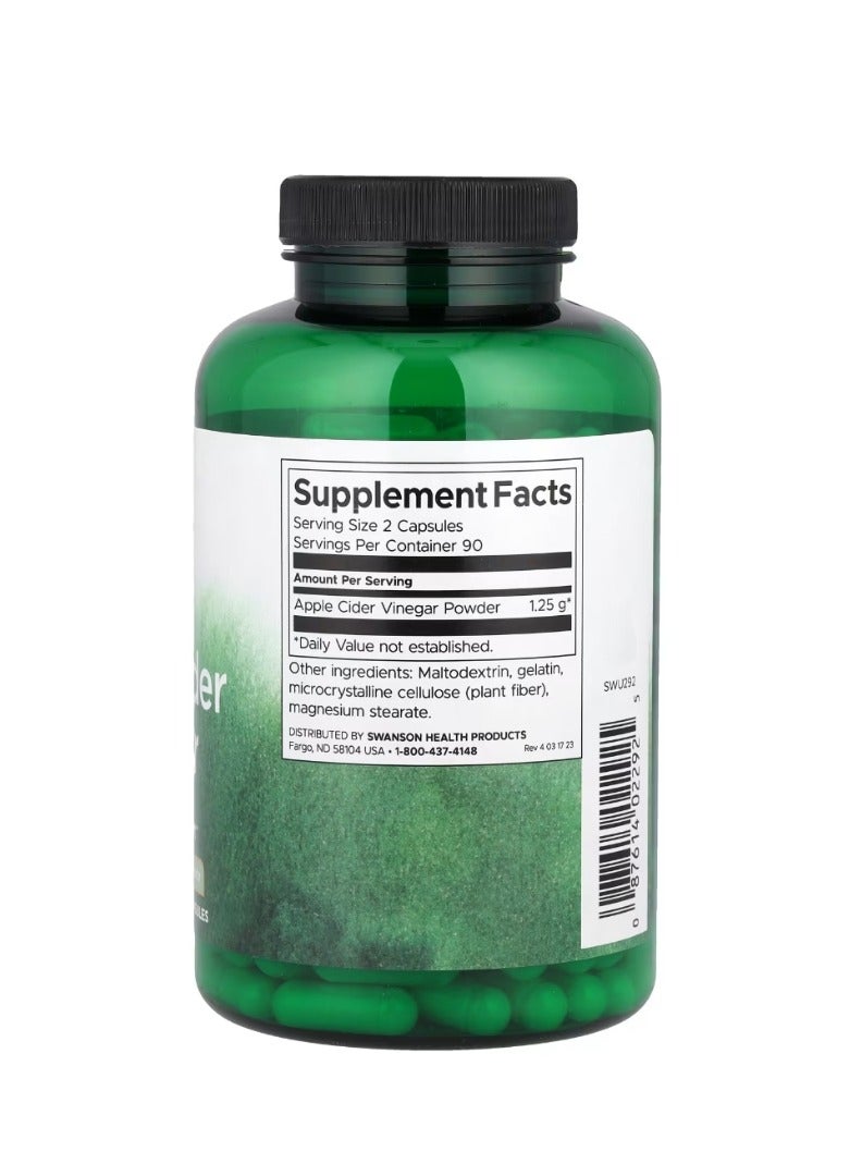 سوانسون خل التفاح عالي الفعالية 625 ملجم 180 كبسولة - Image 2