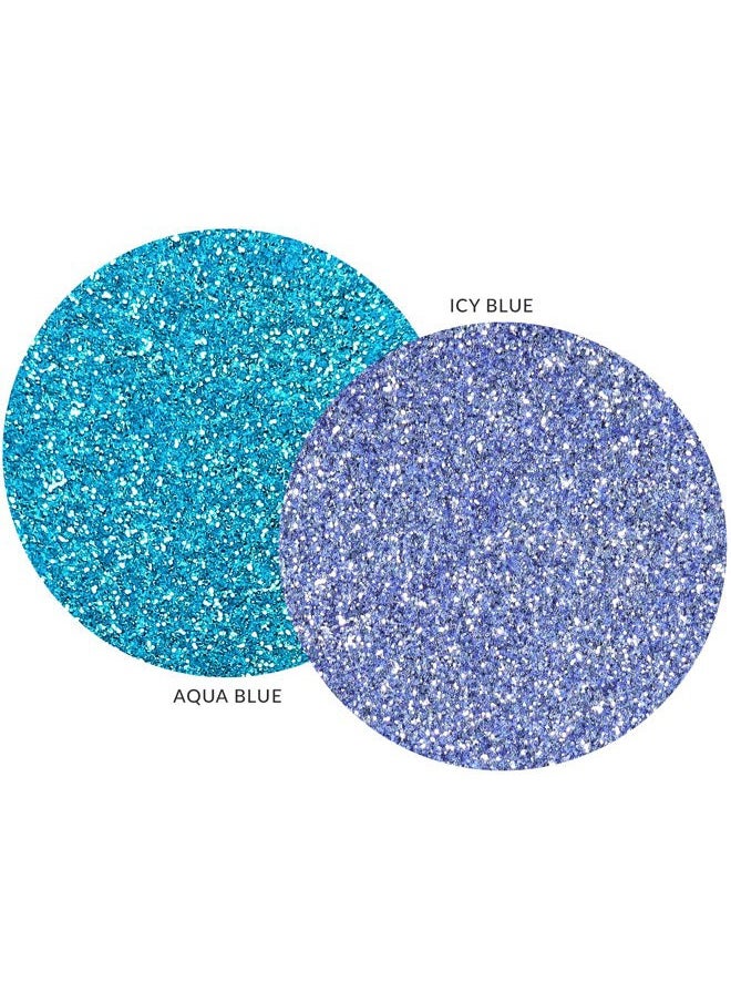 MARBLERS Cosmetic Grade Fine Glitter Duo [ICY Blue & Aqua Blue] 0.36oz (10g) | Non-Toxic | Vegan | Cruelty-Free | Eyeshadow, Nail Polish, Nail Art | Festival, Rave & Party Makeup | Body & Face  - Image 2