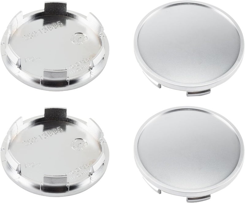 DewFlew 4 قطع من أغطية مركز العجلة لسيارات F150/Focus/Mustang، بقطر خارجي للعجلة 65 مم (2.56 بوصة) وقطر داخلي 59 مم (2.32 بوصة)، بلون كروم بلمعة ناعمة، رقم البديل: 2M5V-1A096. - Image 1