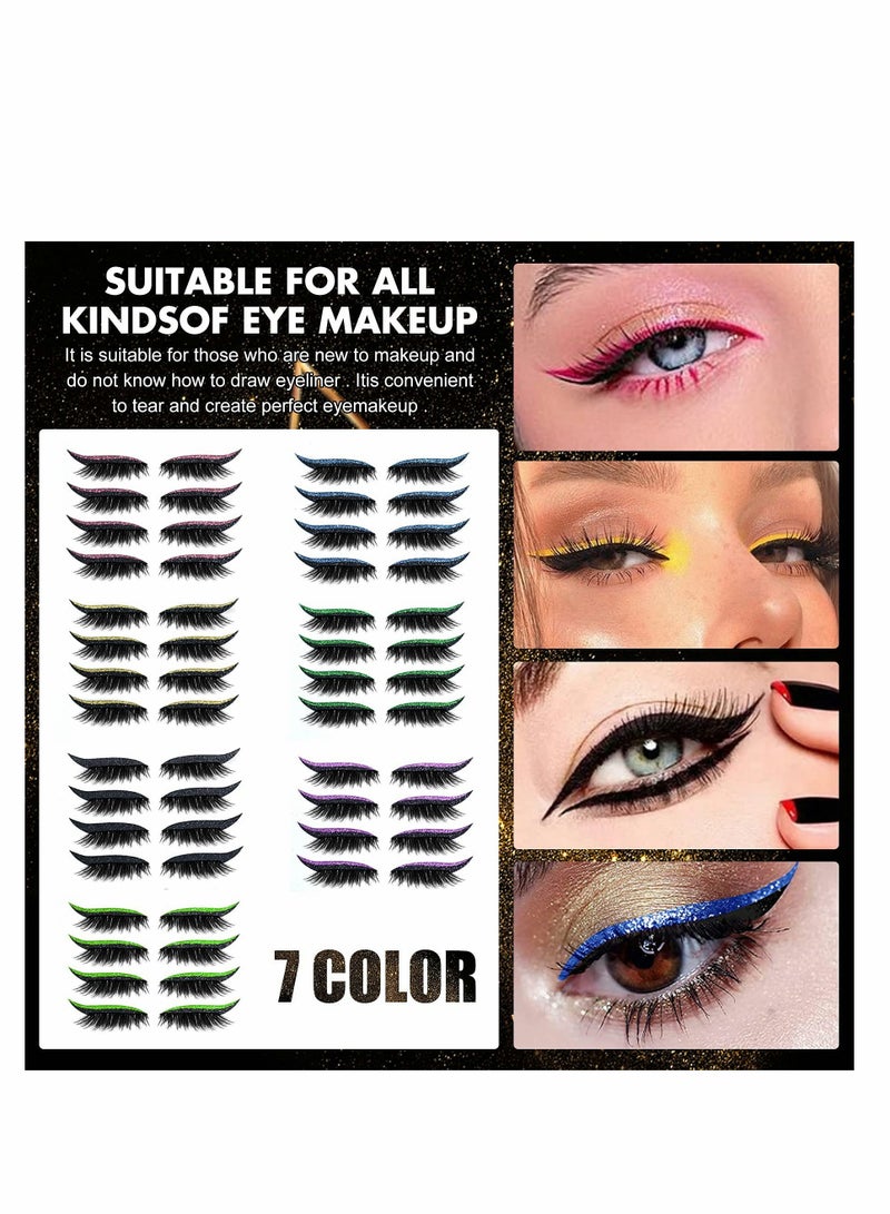 SYOSI Eyeliner Eyelash Stickers, 4 Pair Reusable Double Eyelid Tape Waterproof Stick on Eyeliner Eyeshadow Makeup Instant Outline Easy Quick Application Eyelid Tape Strip Stickers for Women Halloween - Image 2
