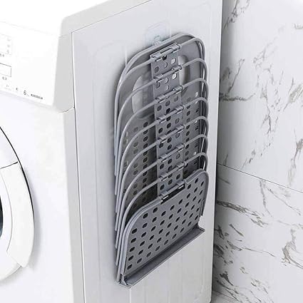 RIGJAK Wall Mounted Bathroom Hanging Mesh Laundry Basket Toiletry Organization Washing Bin Home Portable Magic Sticker Plastic Laundry Hamper Bag for Bathroom Bedroom Dirty Clothes - Image 4