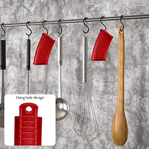 EVAHOM Silicone Assist Handle Holder, Hot Skillet Handle Covers Pot Grip Handle Sleeve Cast Iron Skillets Non-Slip Heat Resistant Pan Grip Cover for Cast Iron Woks Frying Pans Griddles Skillets (Red) - Image 4