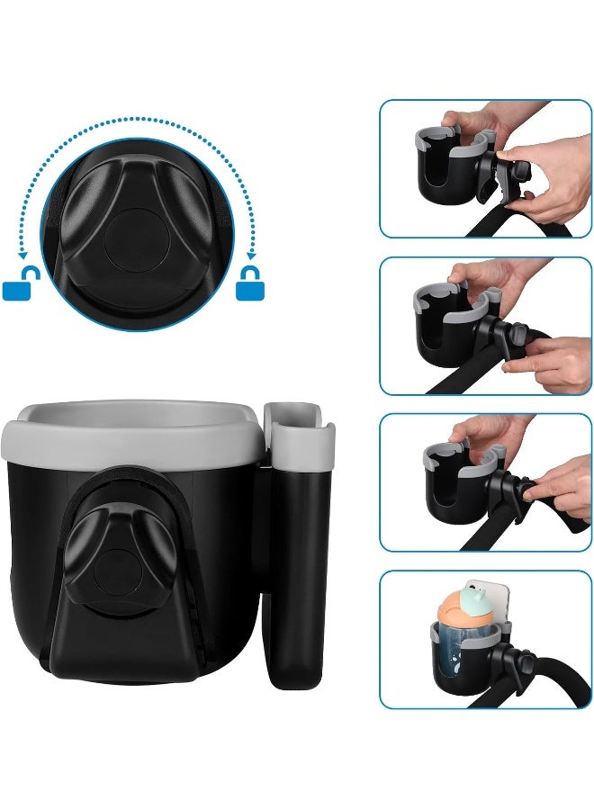 Accmor Stroller Cup Holder with Phone Holder, Bike Cup Holder, Universal Cup Holder for Uppababy Nuna Doona Strollers, 2-in-1 Cup Phone Holder for Stroller, Bike, Wheelchair, Walker, Scooter - Image 5