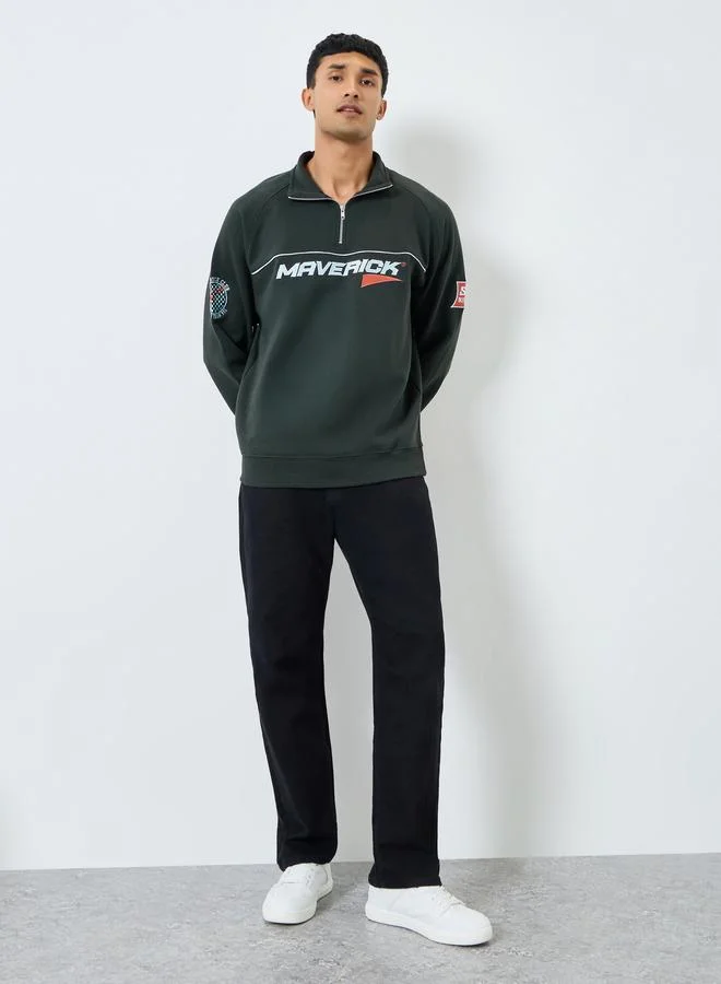Styli Men Oversized Embrodiered Sweatshirt