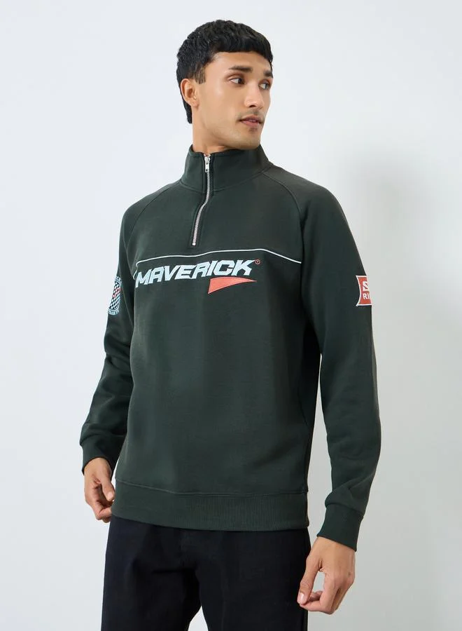 Styli Men Oversized Embrodiered Sweatshirt