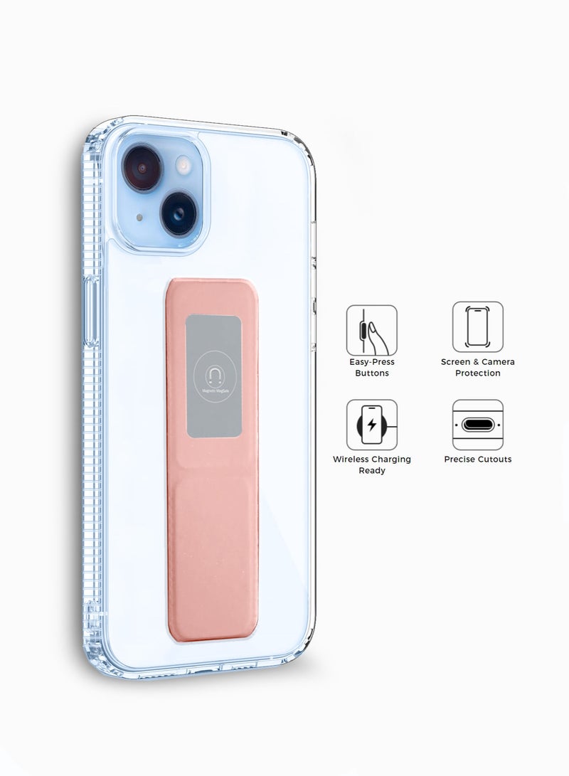 Wtech TPU Hand Grip Air Pillow Case Cover For Apple iPhone 15 Plus 2023 Clear/Pink - Image 5