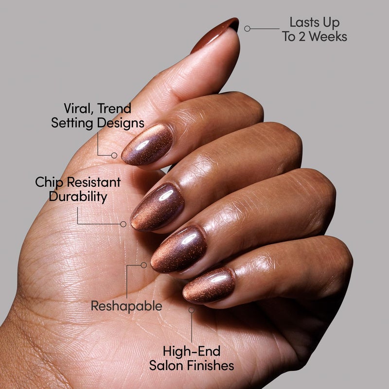 Glamnetic Press On Nails - Magnetic Moscow Fake Nails | Short Oval Fake Nails with a Cat-Eye Magnetic Velvet Finish, Salon Quality Halloween Nails | 15 Sizes - 30 Nail Kit with Glue - Image 3