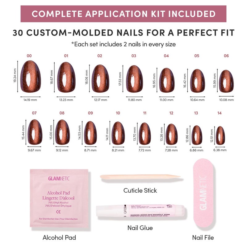 Glamnetic Press On Nails - Magnetic Moscow Fake Nails | Short Oval Fake Nails with a Cat-Eye Magnetic Velvet Finish, Salon Quality Halloween Nails | 15 Sizes - 30 Nail Kit with Glue - Image 4