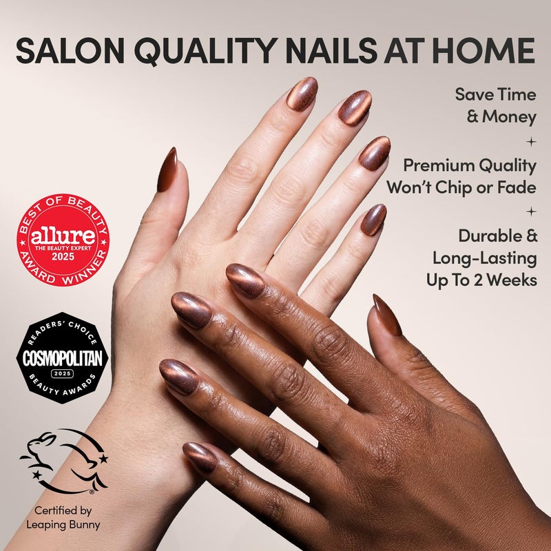 Glamnetic Press On Nails - Magnetic Moscow Fake Nails | Short Oval Fake Nails with a Cat-Eye Magnetic Velvet Finish, Salon Quality Halloween Nails | 15 Sizes - 30 Nail Kit with Glue - Image 2