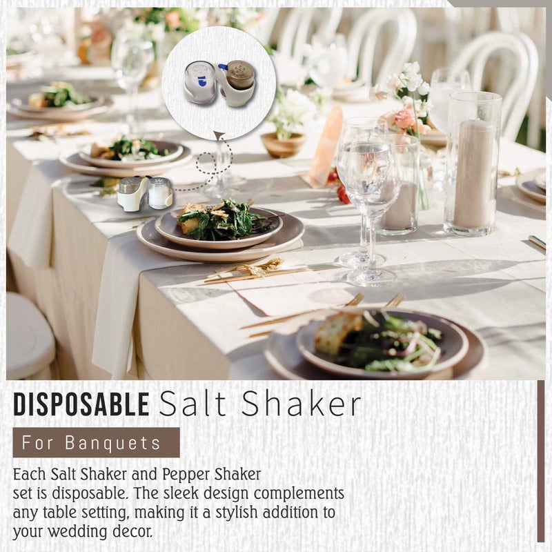 Global Basics Bulk MINI PREFILLED Salt & Pepper Shaker Sets | 100 Pairs of Personal-Sized, Prefilled, Disposable Salt & Pepper Shakers (100) - Image 4