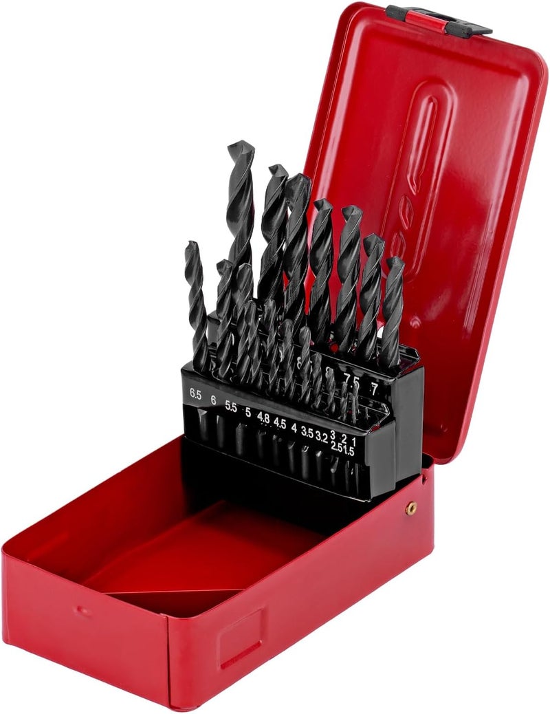 Sparta HSS Metal Drill Bit Set – 19 pcs (1–10mm in 0.5mm Steps) Cylindrical Shank, Drill Kit in Transparent Case - Image 1