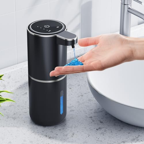 Amyzavls Automatic Liquid Soap Dispenser 128oz380ml Wall Mount Touchless Soap Dispenser with Sensor 4Level Adjustable IPX5 Waterproof USB Rechargeable for Bathroom Kitchen