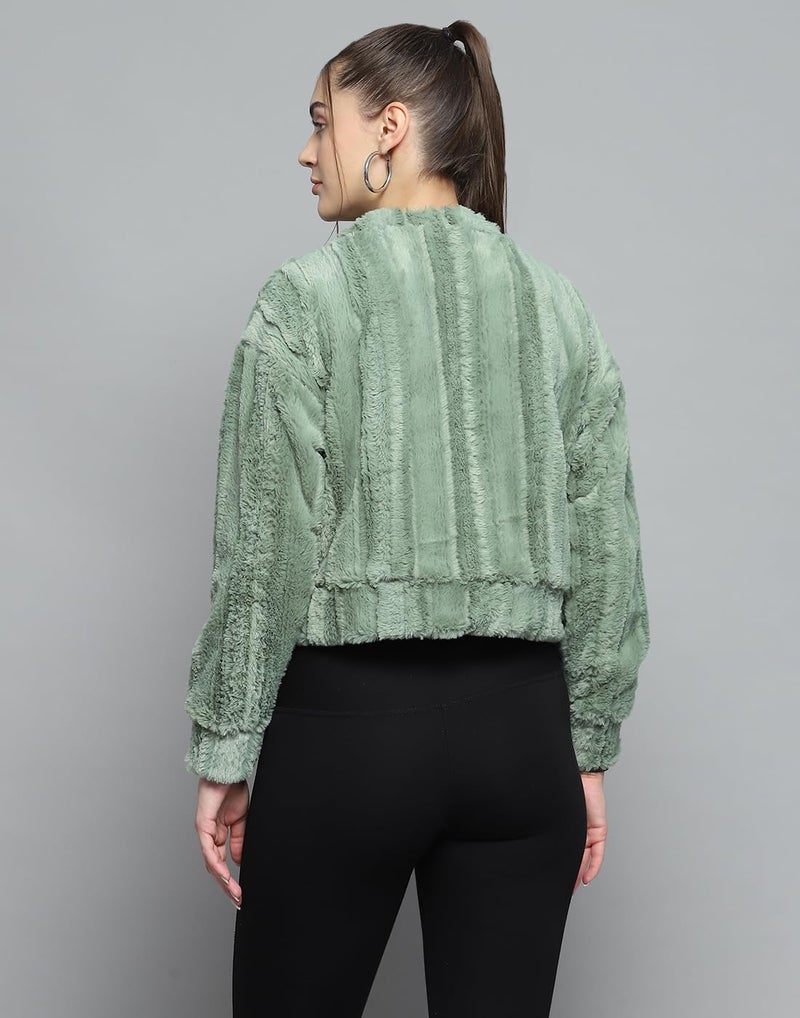 ROCKIT Rock.IT Womens Solid Green Round Neck Full Sleeve Sweatshirt - 2240102612-1-38 - Image 4