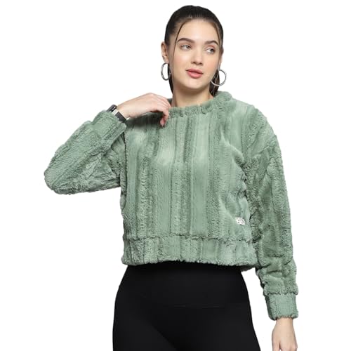 ROCKIT Rock.IT Womens Solid Green Round Neck Full Sleeve Sweatshirt - 2240102612-1-38 - Image 1