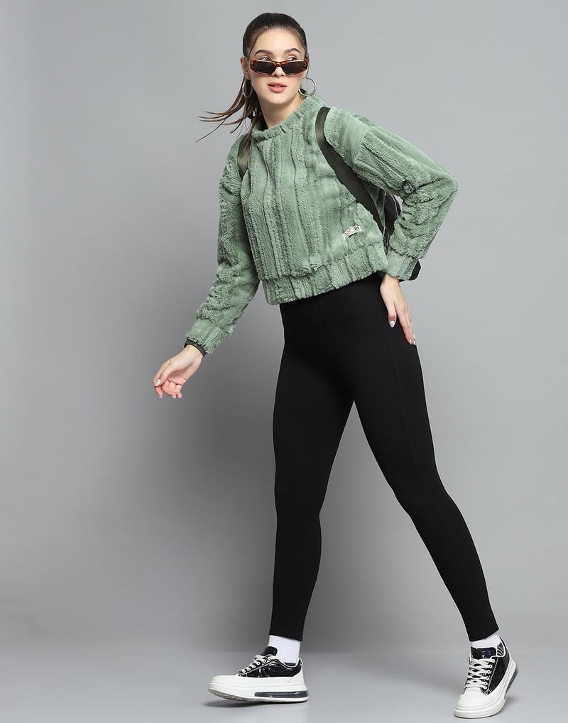 ROCKIT Rock.IT Womens Solid Green Round Neck Full Sleeve Sweatshirt - 2240102612-1-38 - Image 5