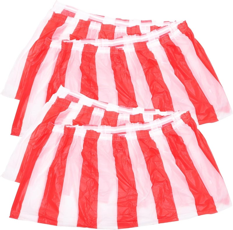 3pcs Red and White Striped Table Skirts 420x75cm Decorative Table Covers for Carnival Party Birthday Event Supplies - Image 1